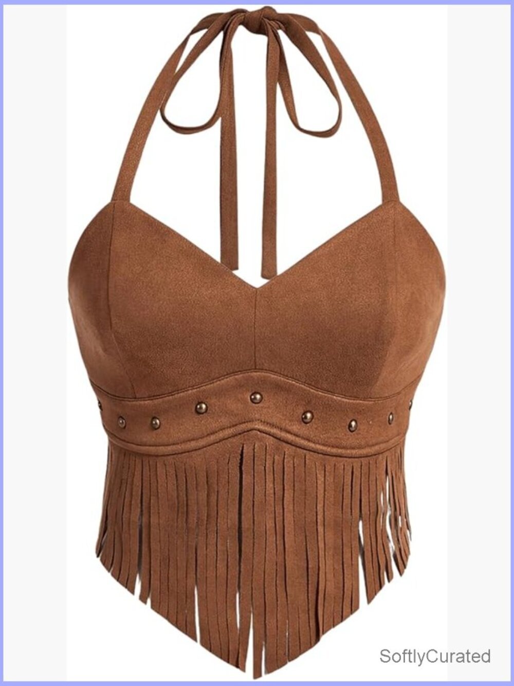 Plus Size Fringe Halter Top Beaded Cowgirl Crop Top